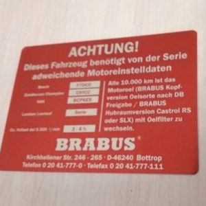 Custom badge (emblem) BRABUS for engine Mercedes-Benz W124, W140, R129.
