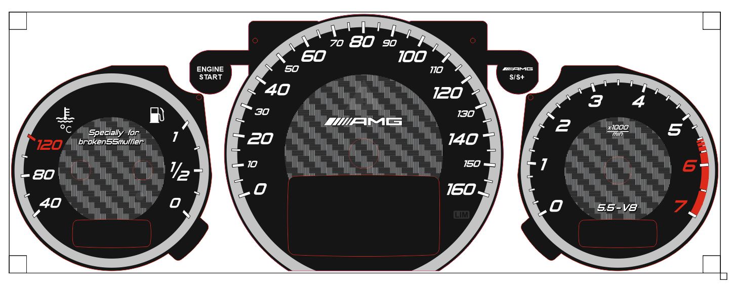 drezcar dials mercedes w210 amg B&M black 3