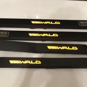 Door sills WALD Mercedes-Benz W140 Black with lights.
